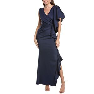 Black Halo Womens  Morwen Scuba Gown, Blue